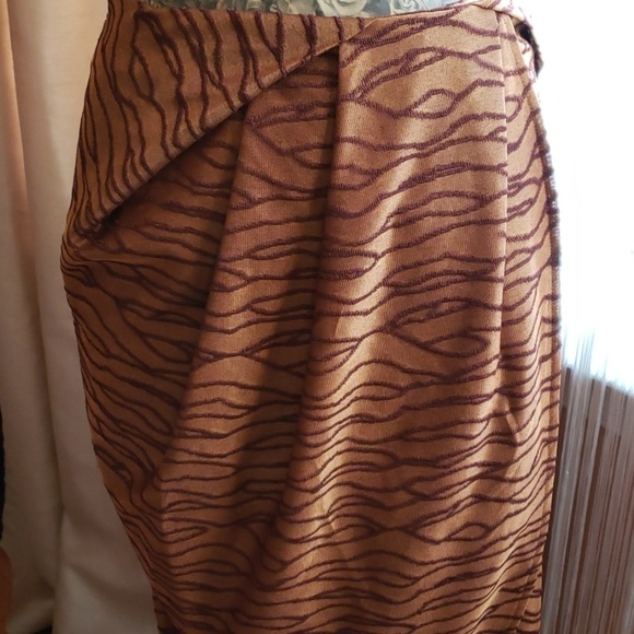 NEW Zara Collection Jacquard Faux Copper Wrap Skirt - Picture 4 of 8